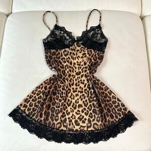 Vintage FASCINATION Leopard Print Lingerie Slip Dress